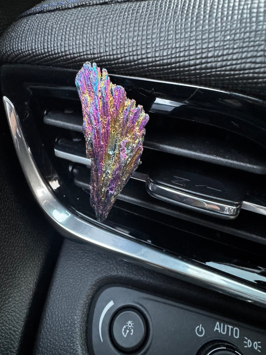 Aura Kyanite Blade Crystal Car Vent Clip