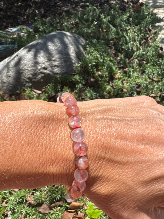 Brazilian Hematoid Fire Quartz Natural Stone Bracelet 10mm stone