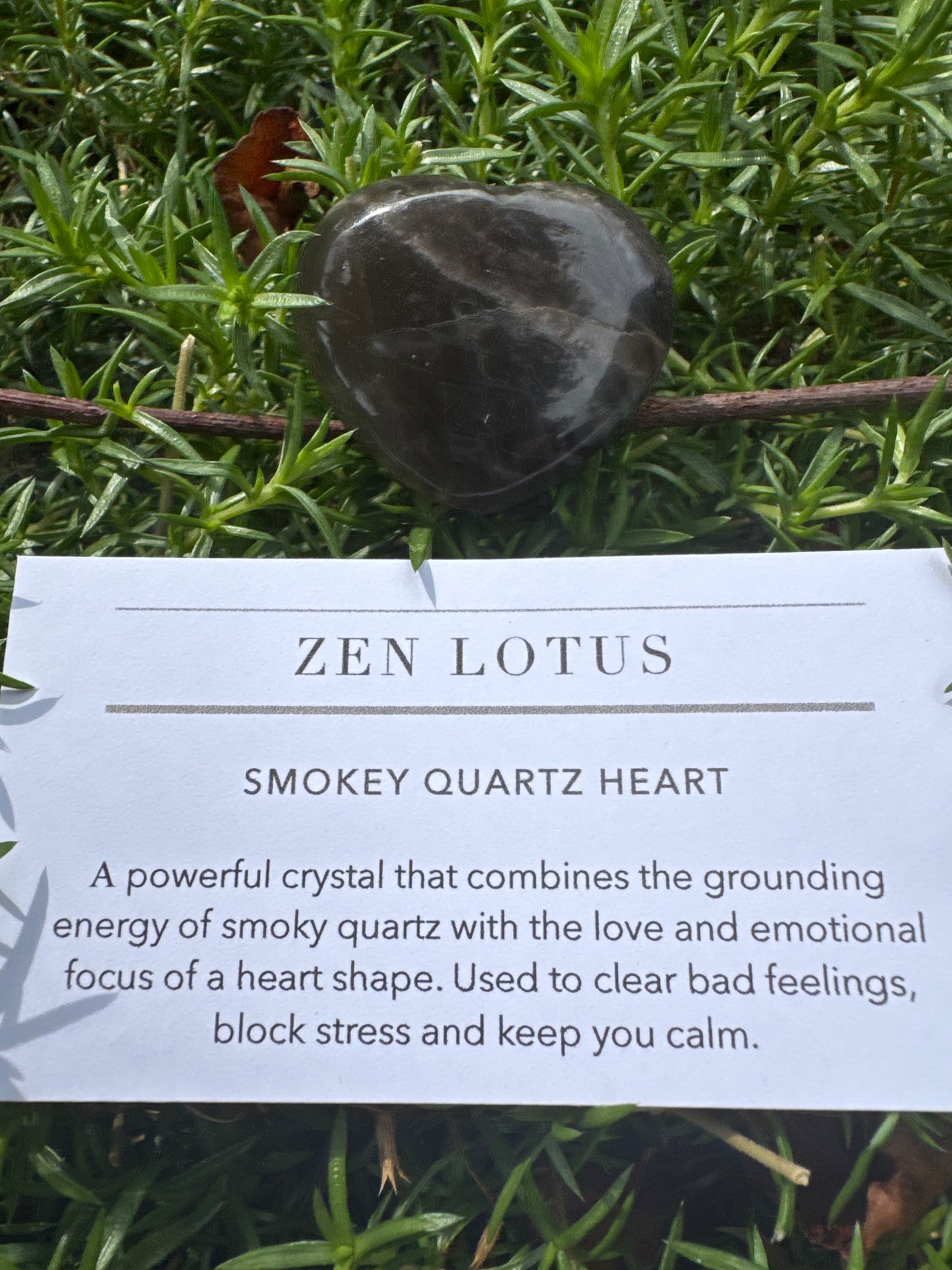 Smokey Quartz Heart Crystal Car Vent Clip