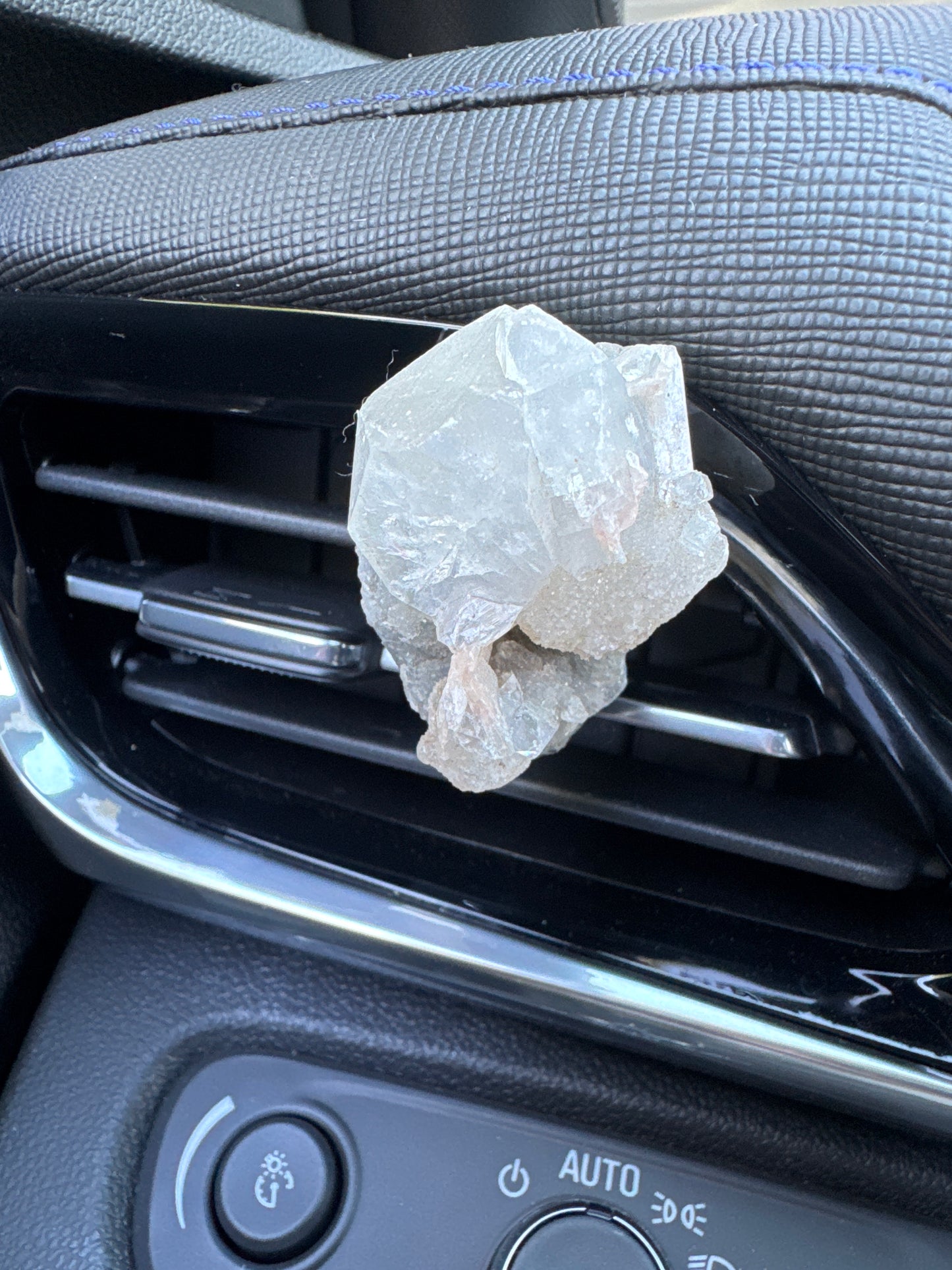 Apophyllite On Stilbite Crystal Car Clip