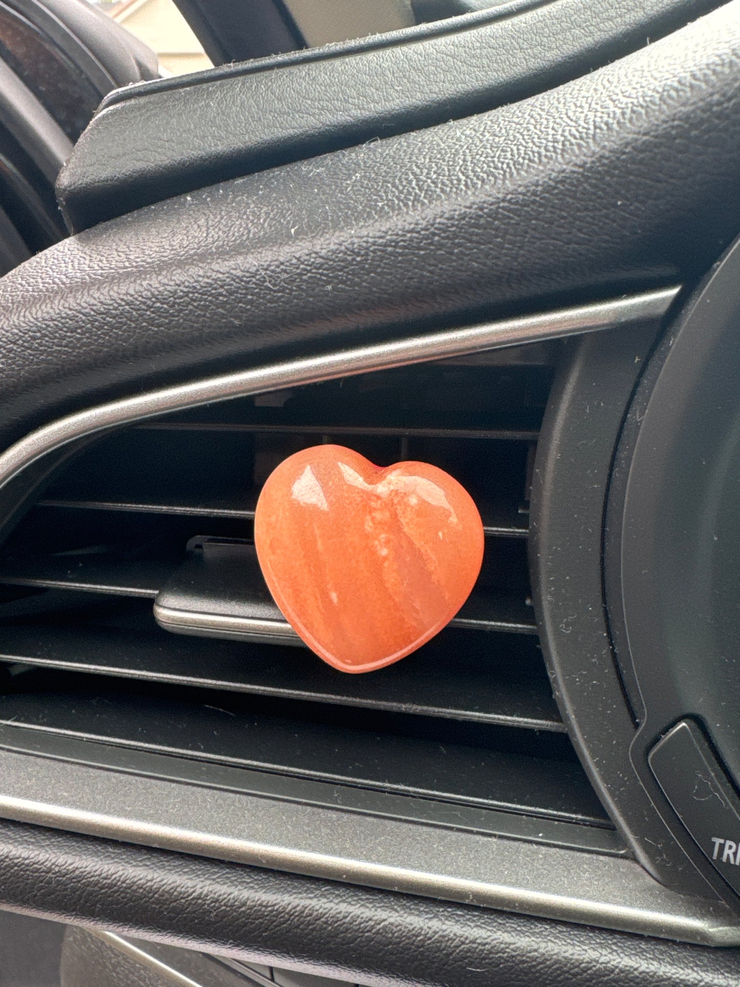 Honey Calcite Heart Crystal Car Clip