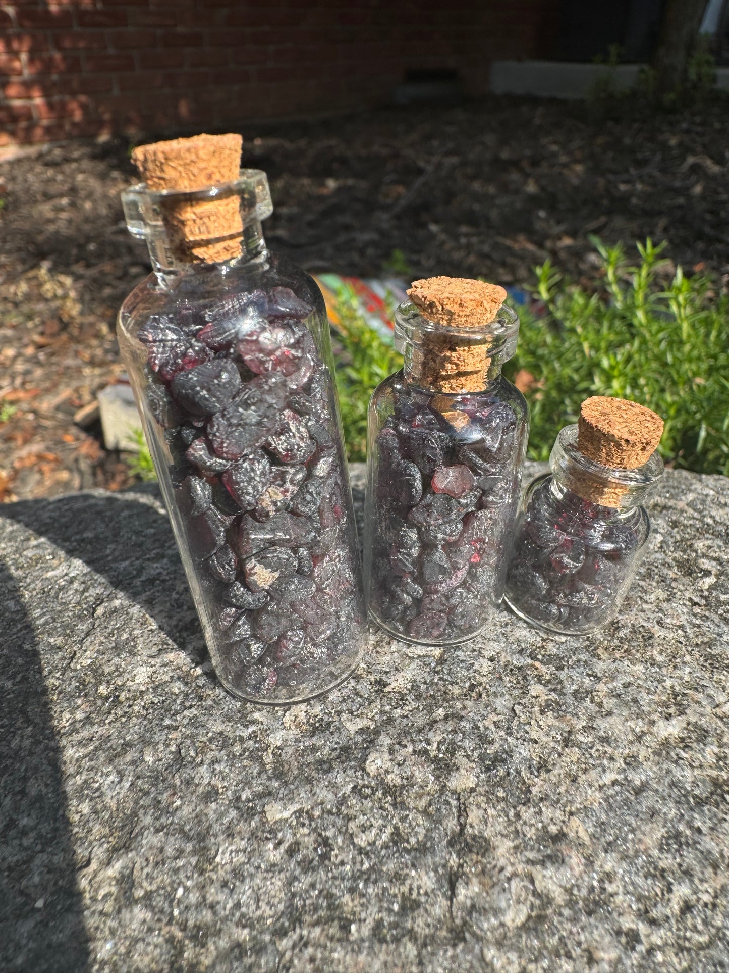 Crystal Wishing Bottle- Natural Garnet Chips