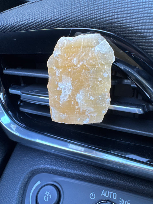 Orange Calcite Crystal Car Clip