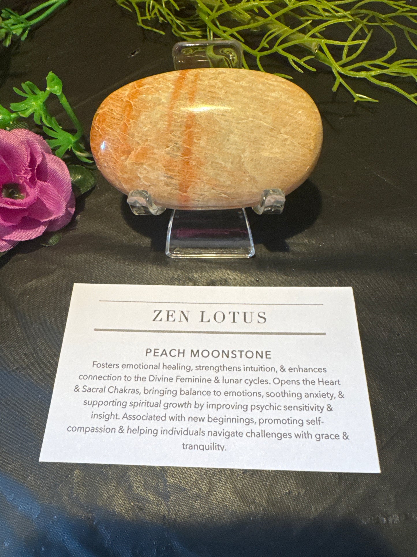 Peach Moonstone Palm Stone