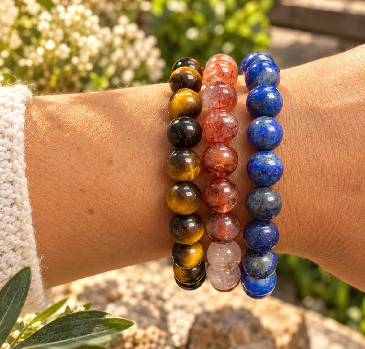 Aligned Action • Natural Stone Bracelet Stack