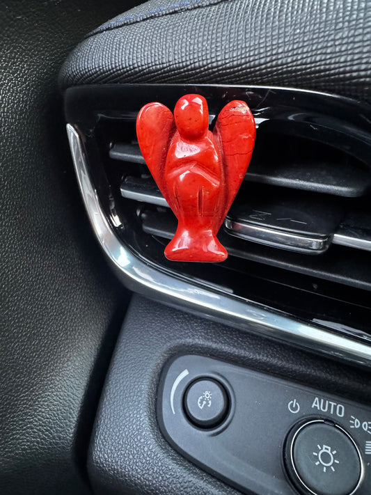 Red Jasper Angel Crystal Car Vent Clip