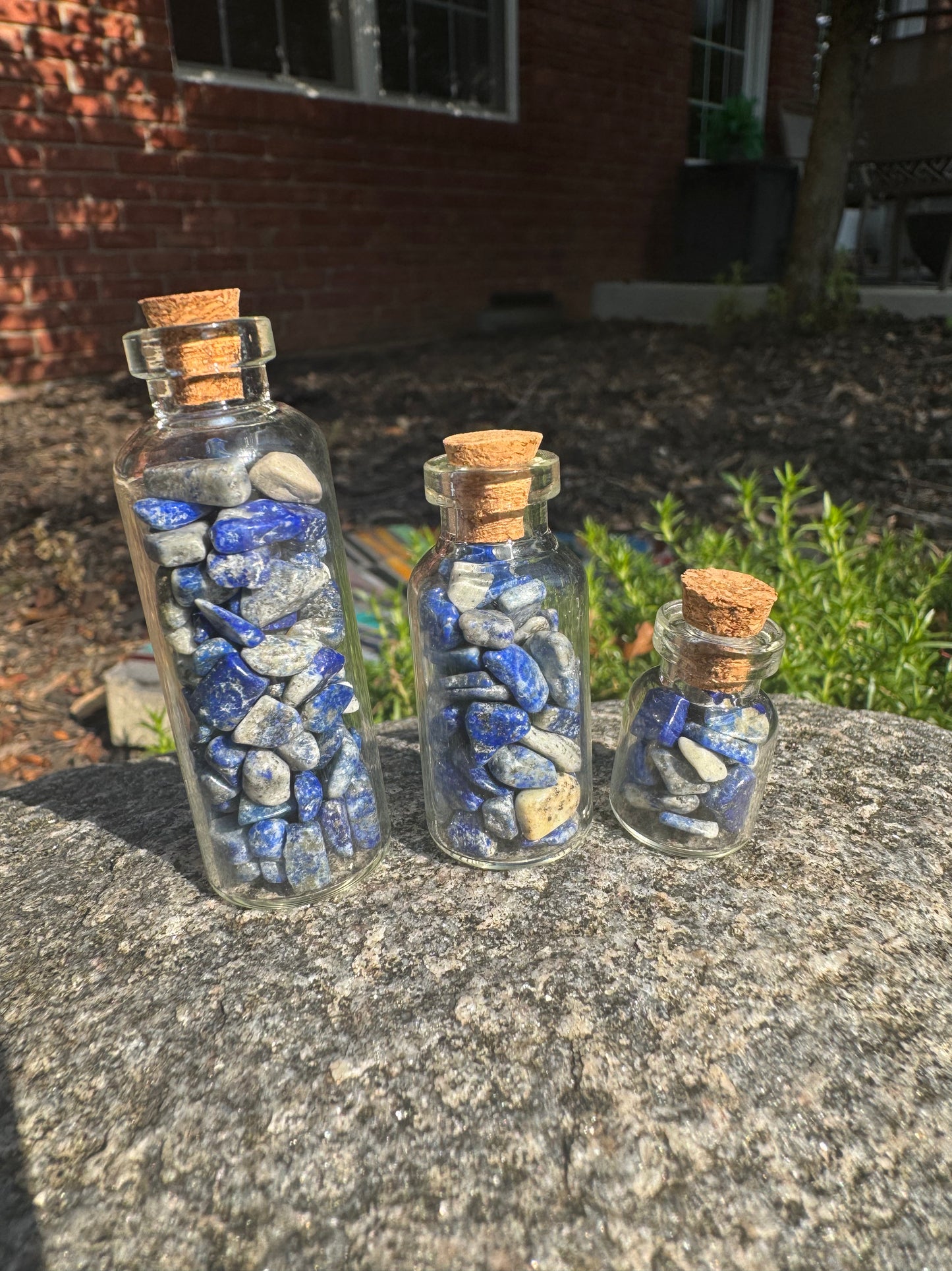 Crystal Wishing Bottle- Lapis Lazuli Natural Stone Chips