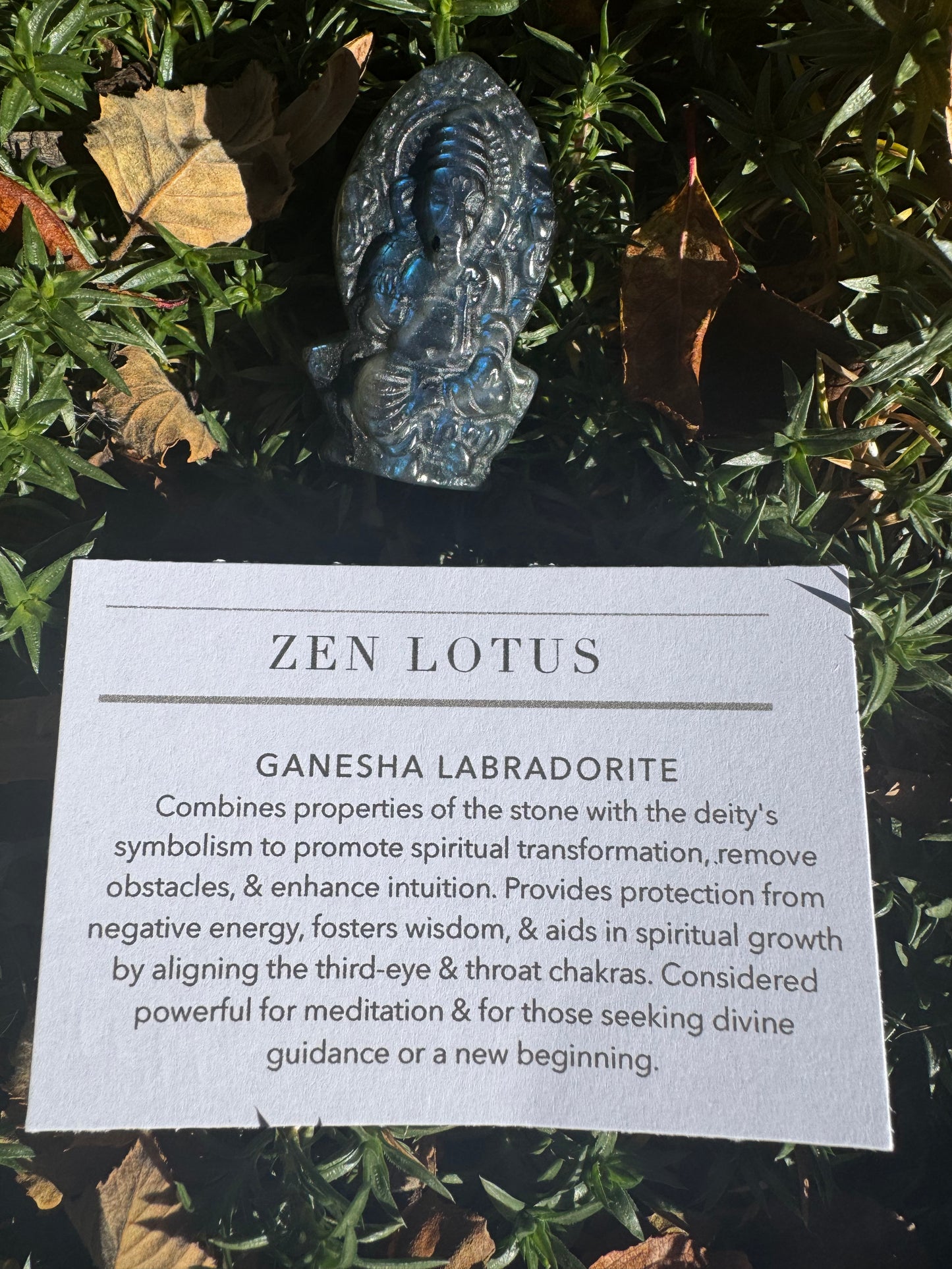 Ganesha Natural Labradorite Crystal Car Clip
