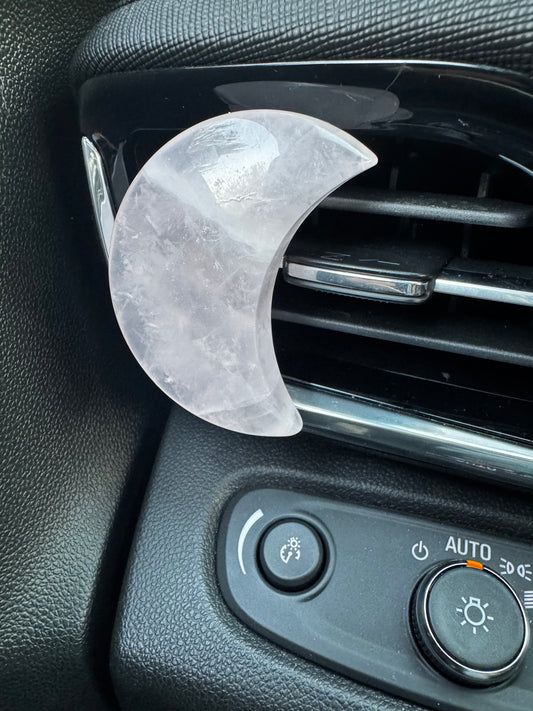 Rose Quartz Moon Crystal Car vent Clip