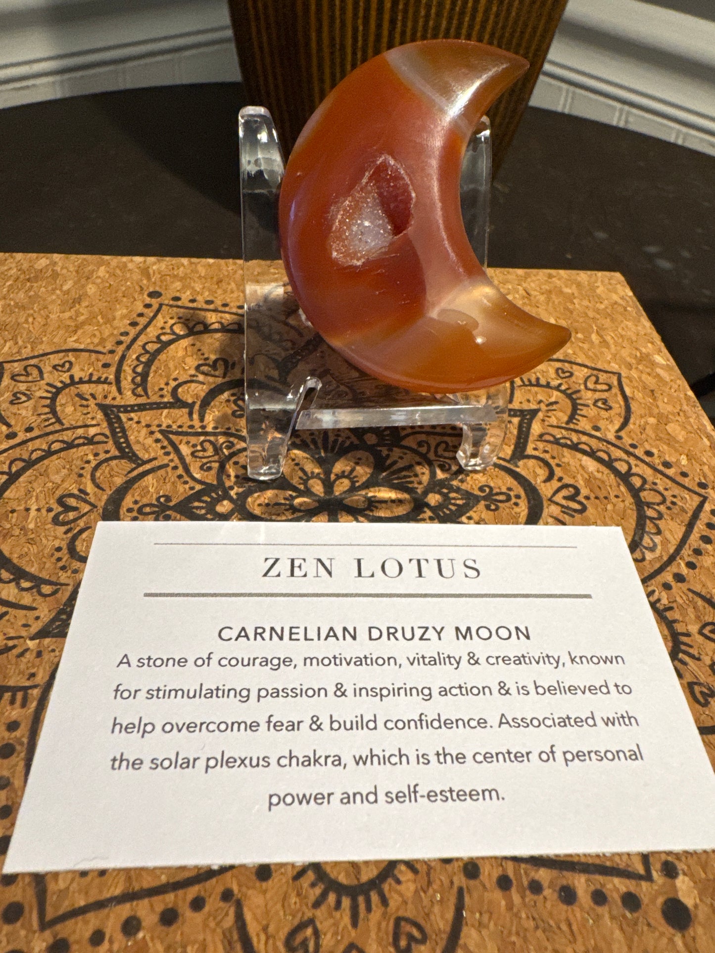 Carnelian Druzy Moon Crystal Car vent Clip