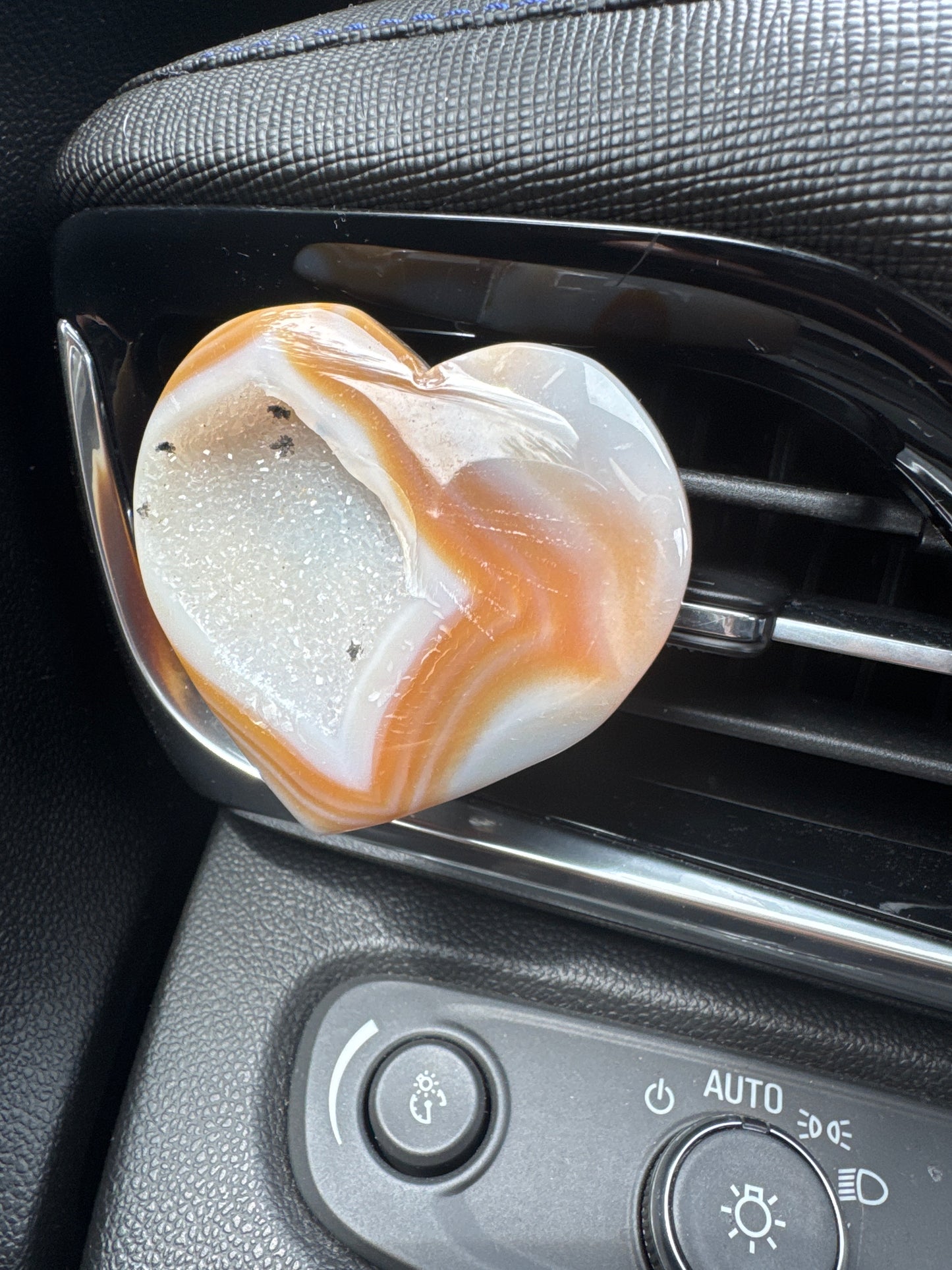 Agate Druzy Heart Crystal Car Vent Clip