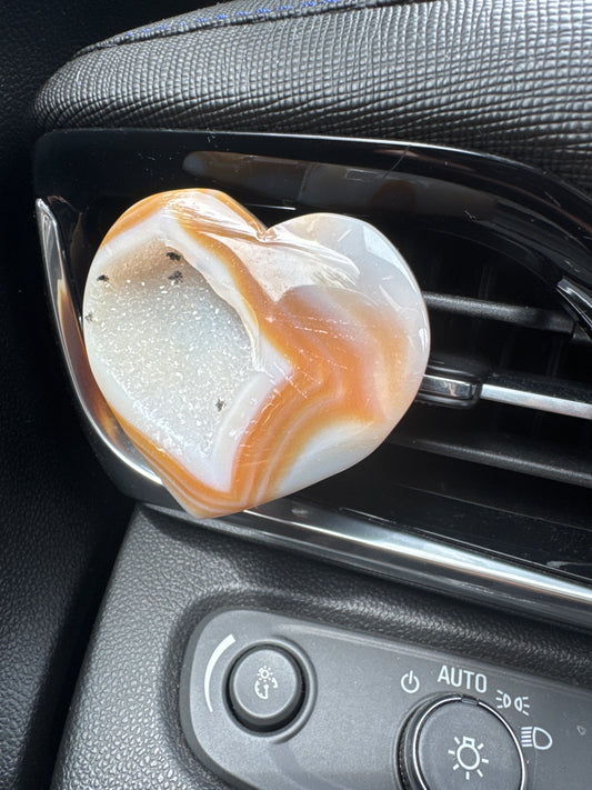 Agate Druzy Heart Crystal Car Vent Clip