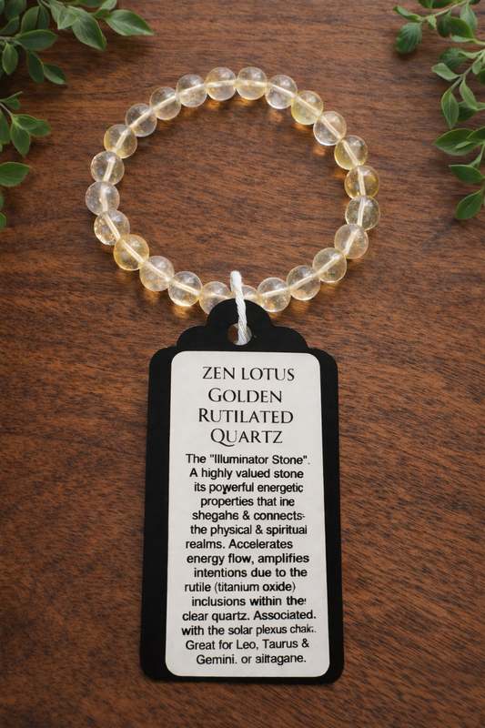 Golden Rutilated Quartz 10mm Natural Stone Bracelet