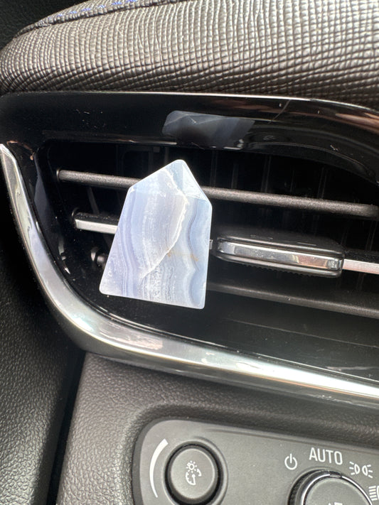 Blue Lace Agate Crystal Car Vent Clip
