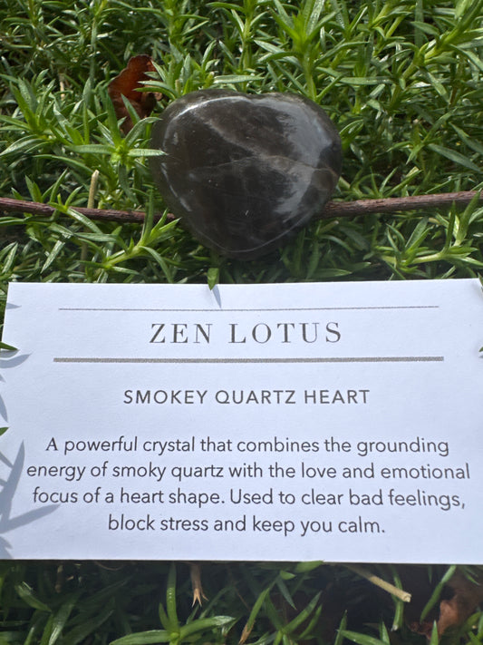 Smokey Quartz Heart Crystal Car Vent Clip