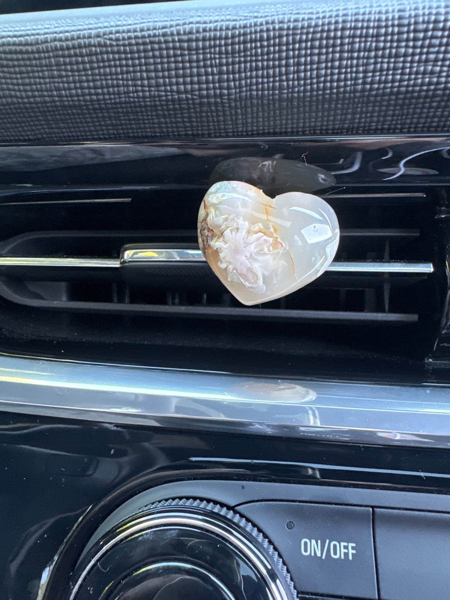 Flower Agate Heart Car Clip