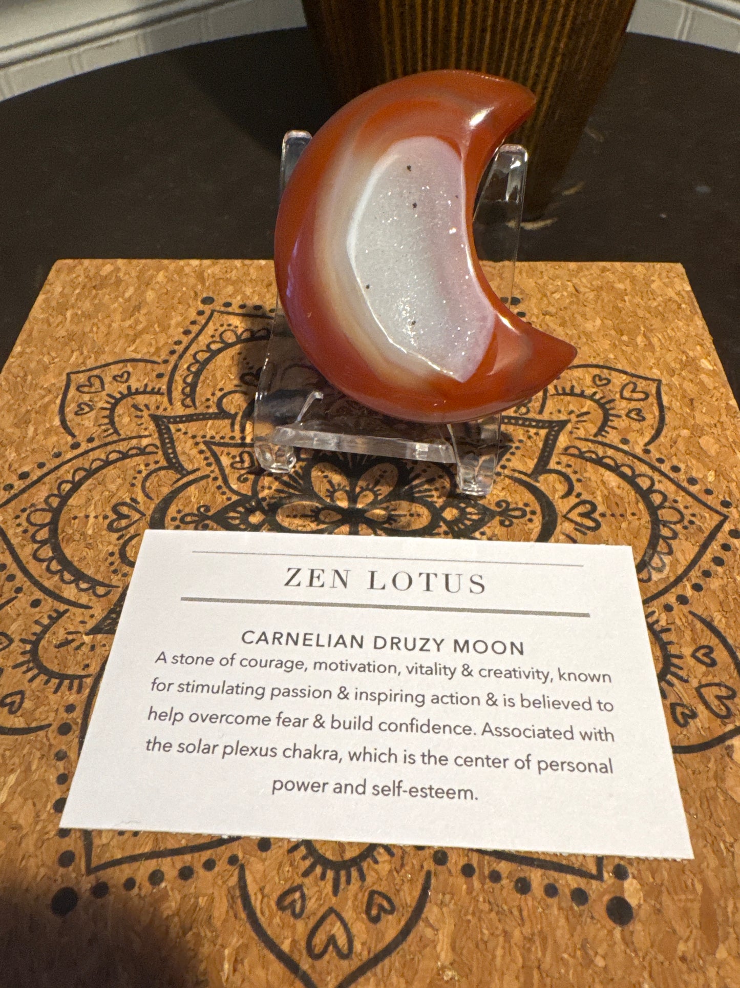Carnelian Druzy Moon Crystal Car vent Clip