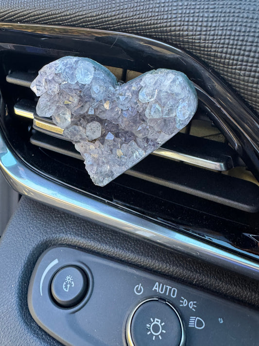 Amethyst Heart Crystal Car clip