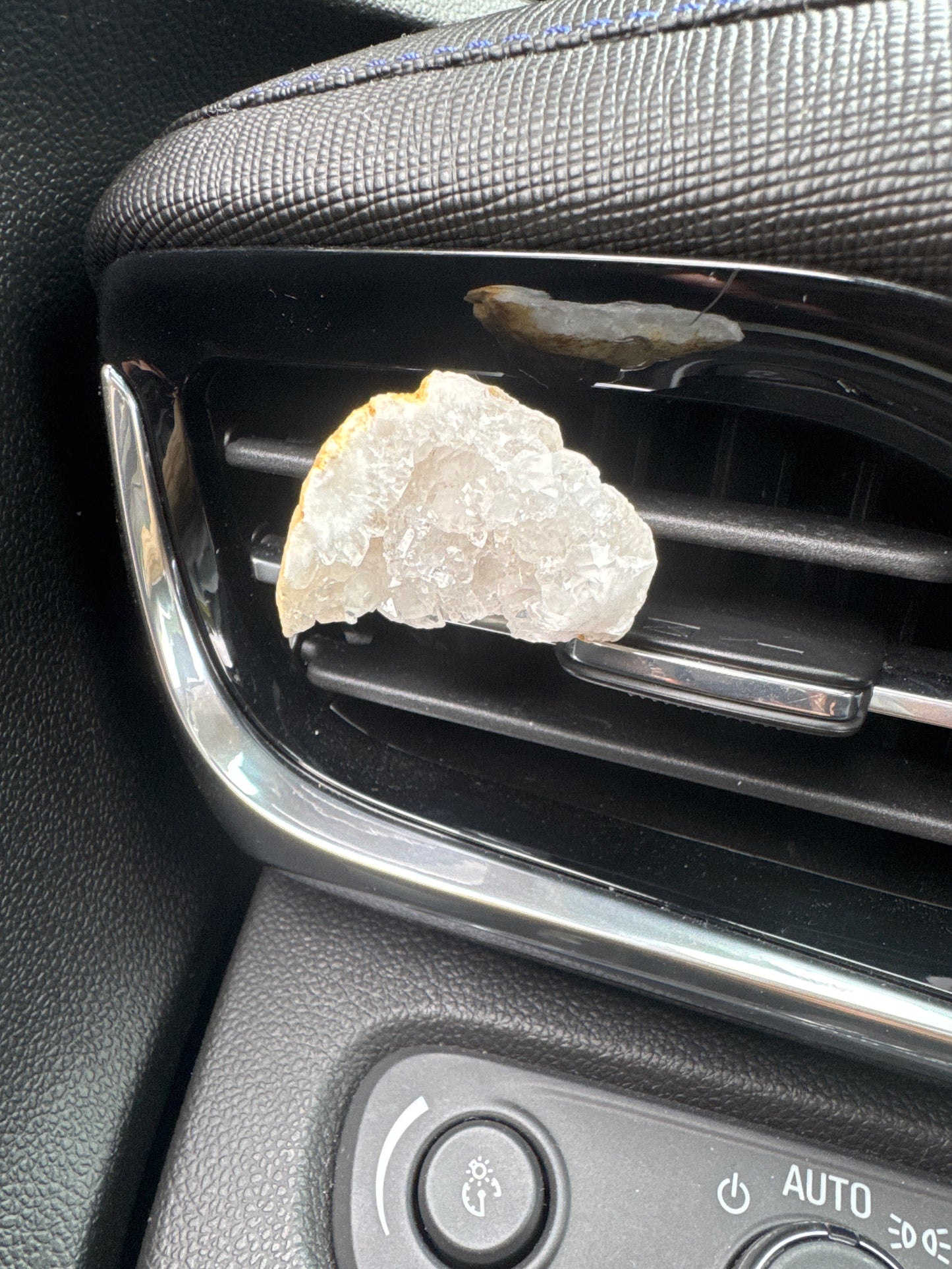 White Geode Quartz Crystal Car Vent Clip