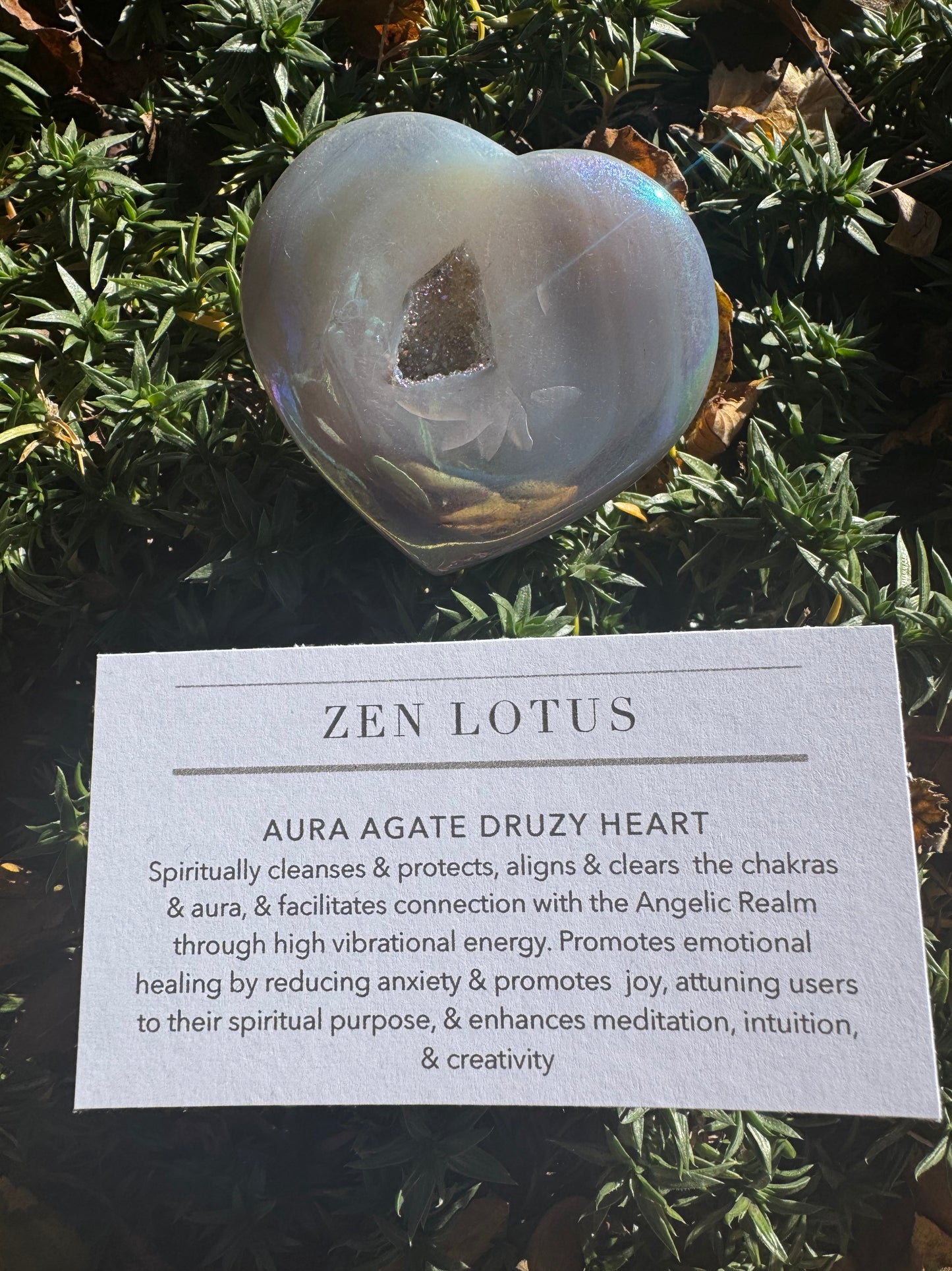 Aura Agate Druzy Heart Crystal Car Clip