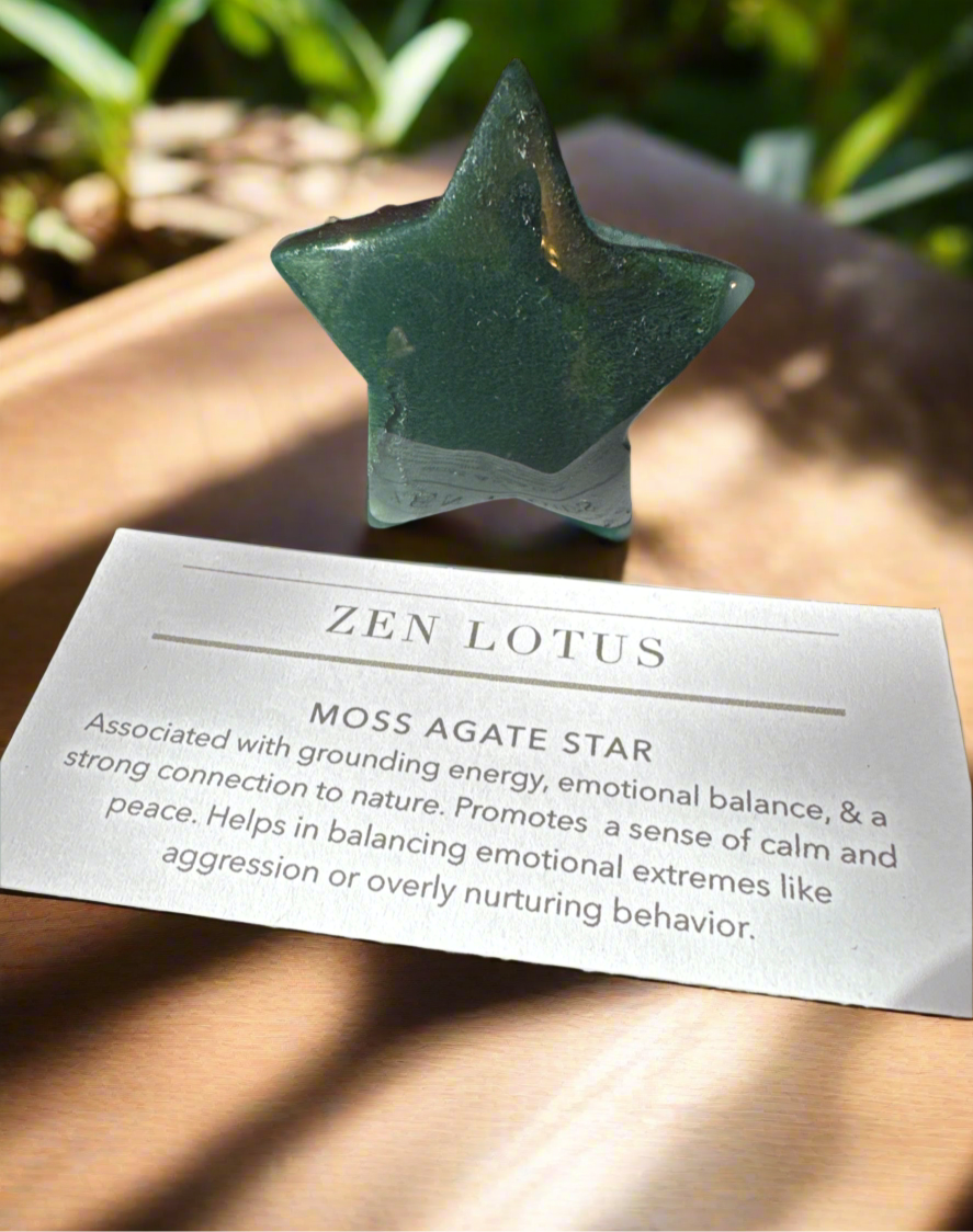 Moss Agate Star Car Clip
