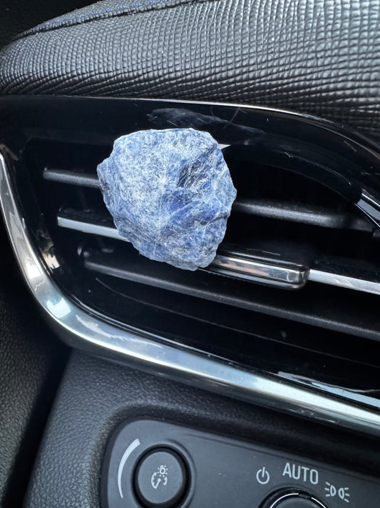 Blue Sodalite Crystal Car Vent Clip