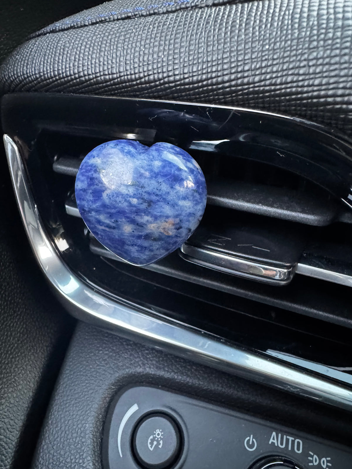 Sodalite Heart Crystal Car Vent Clip