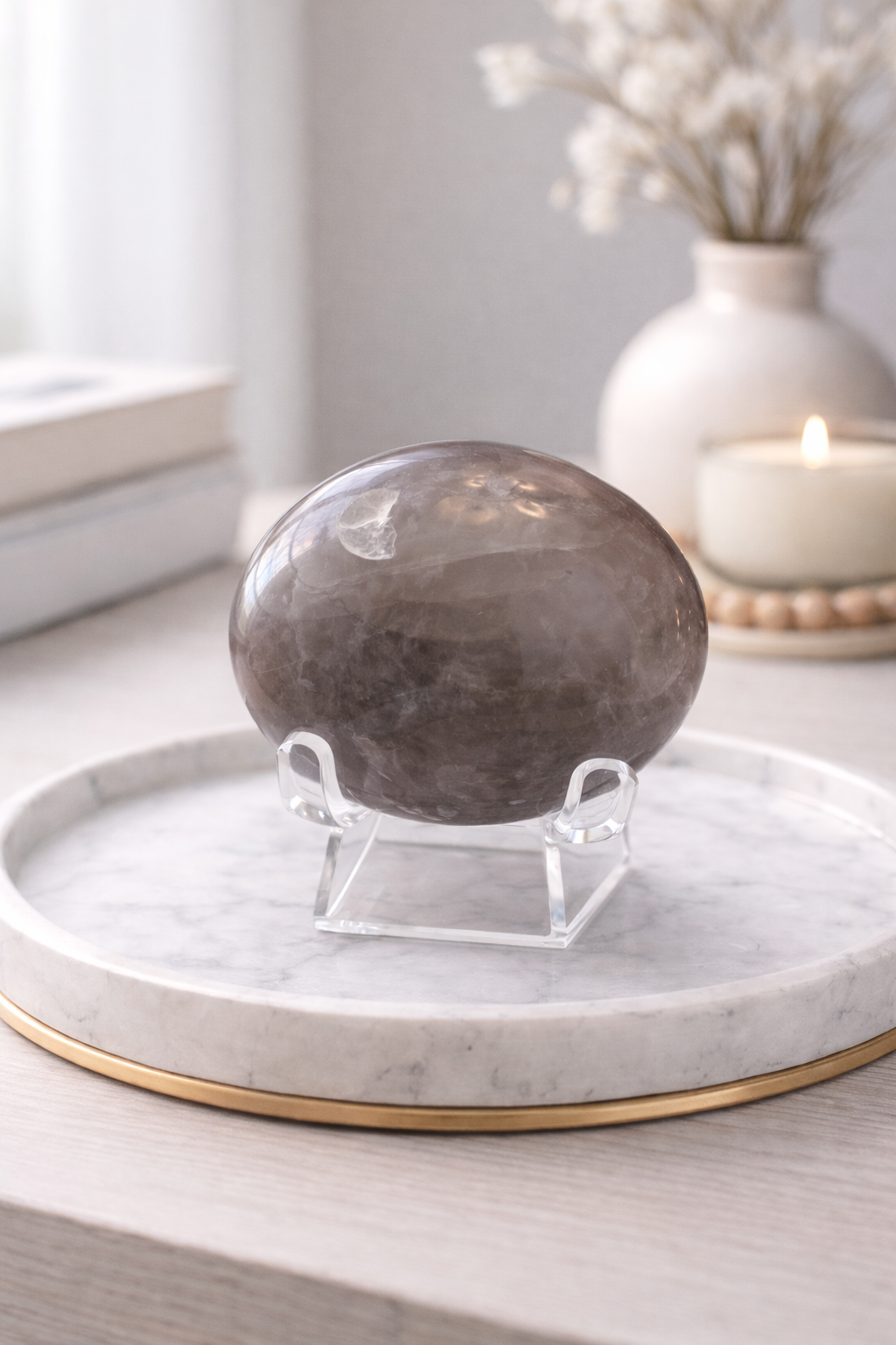 Blue Rose Quartz Palm Stone