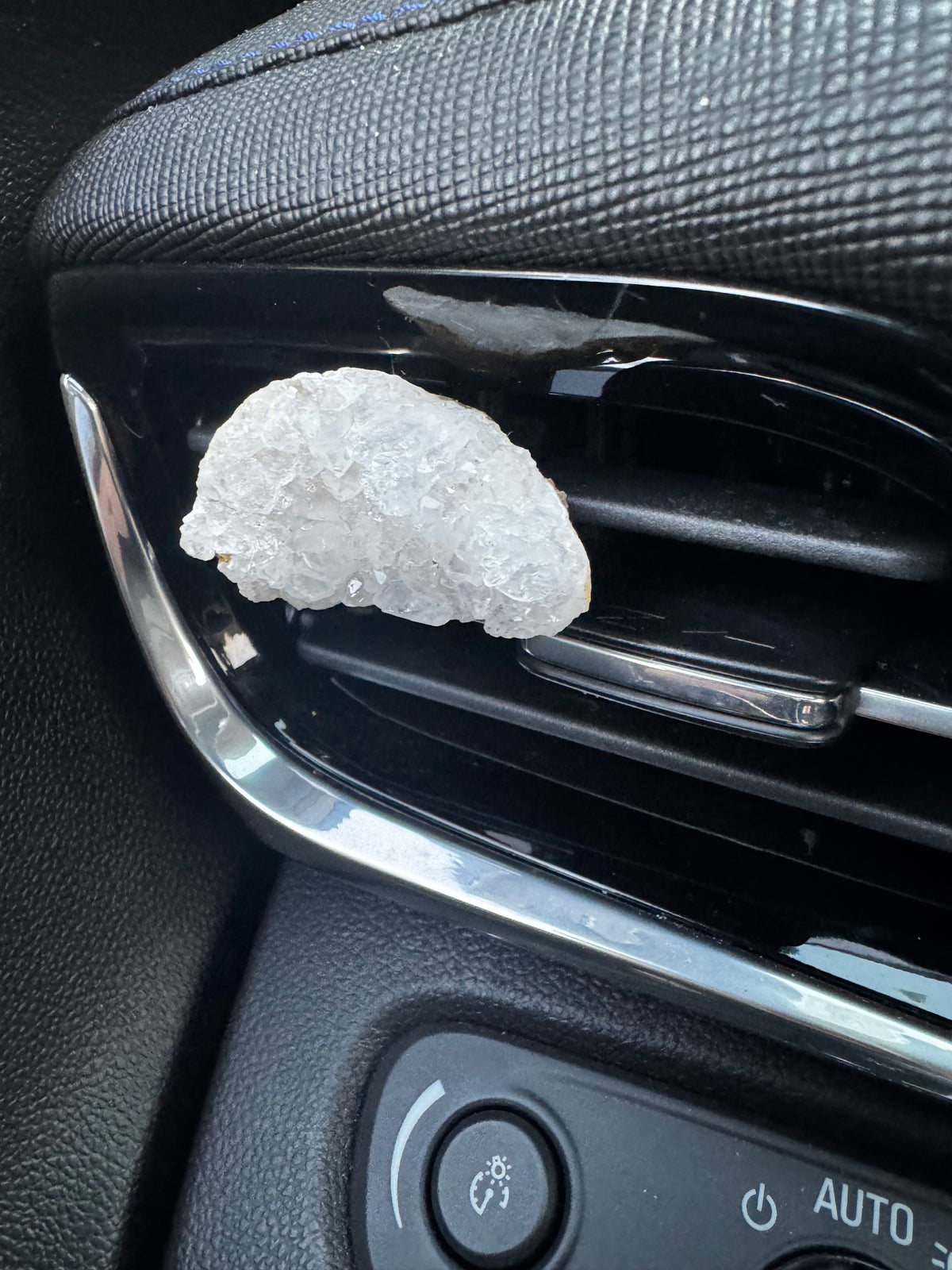 White Geode Quartz Crystal Car Vent Clip