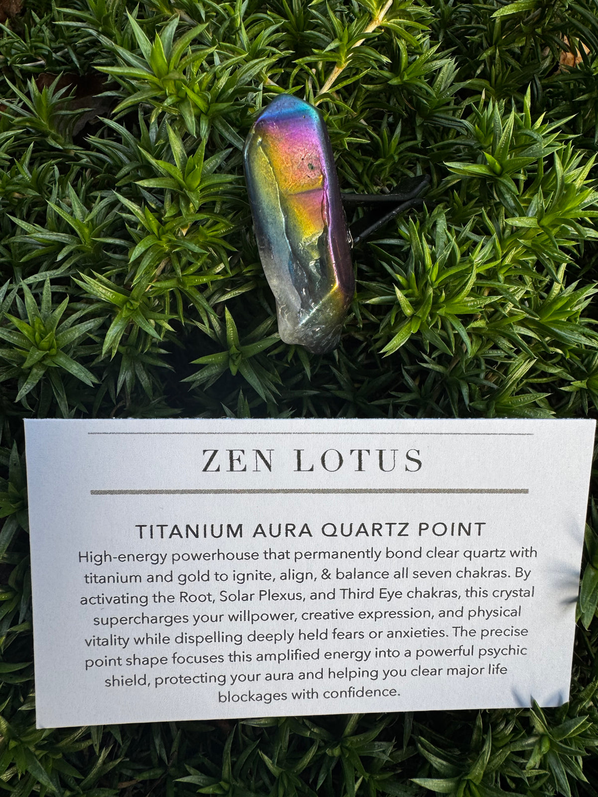 Titanium Aura Quartz Point Crystal Car Vent Clip