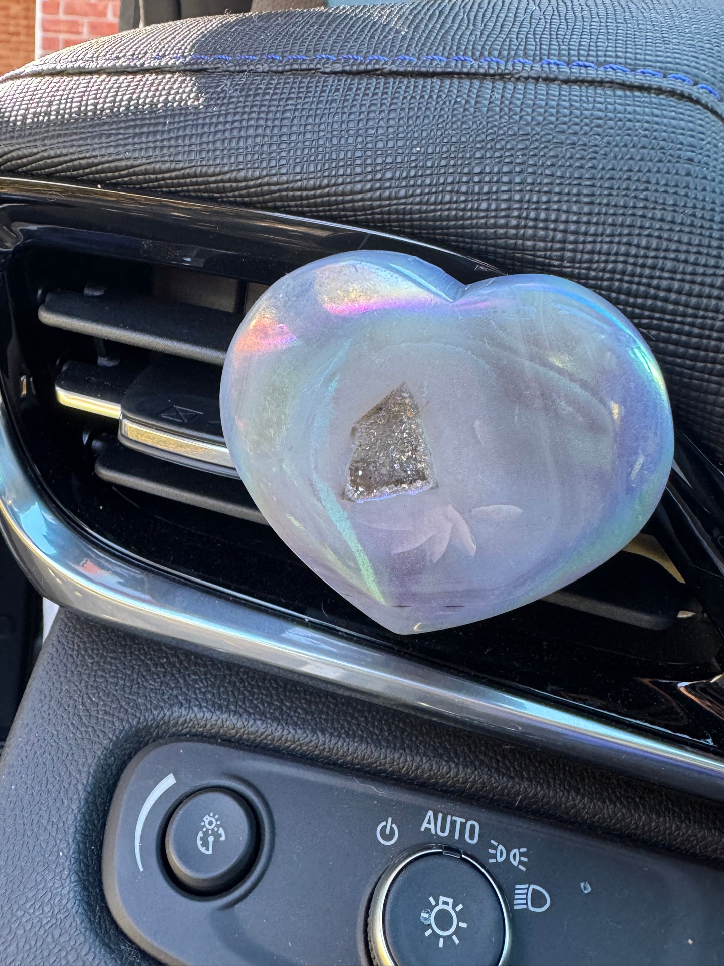 Aura Agate Druzy Heart Crystal Car Clip