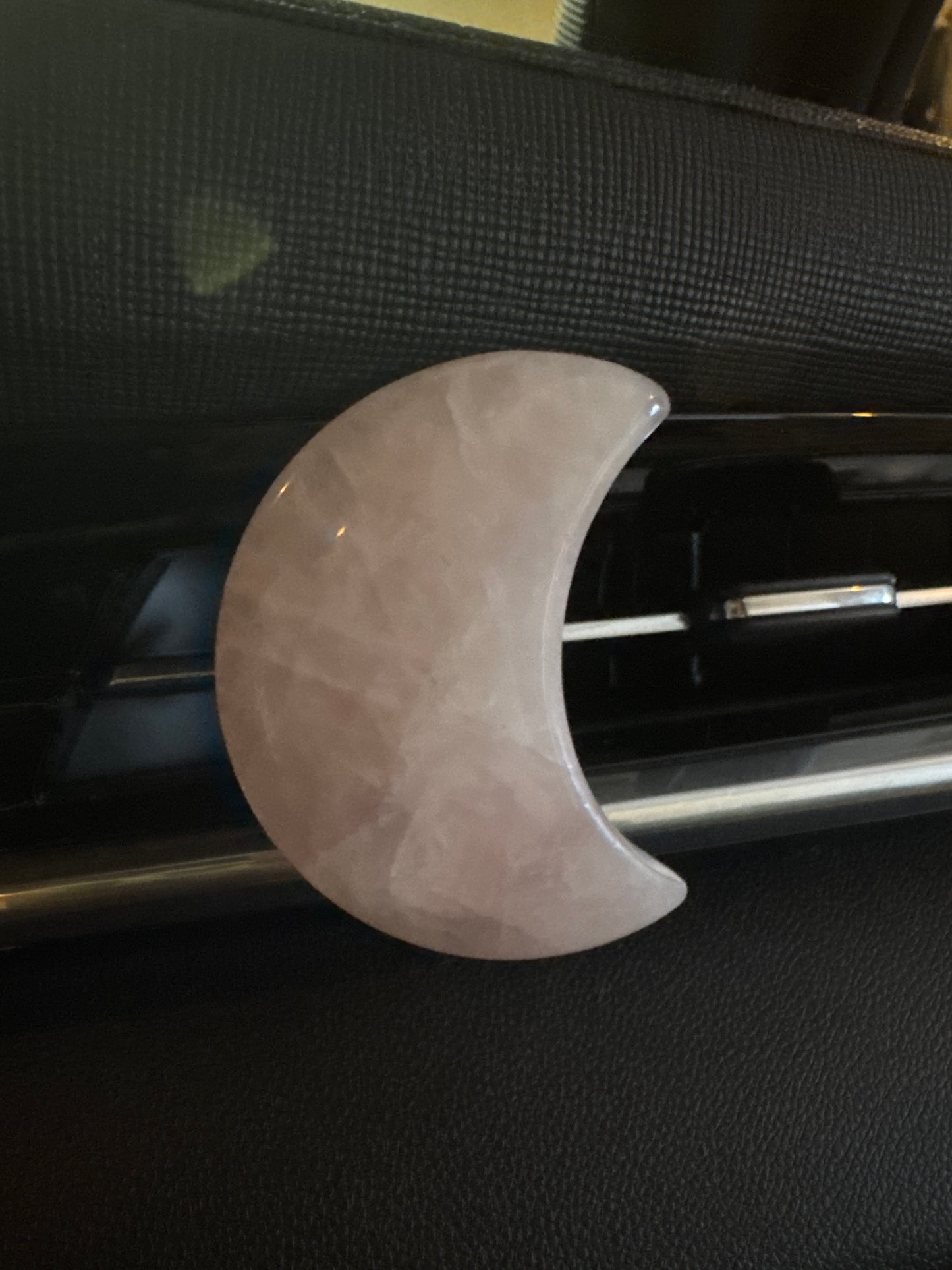 Rose Quartz Moon Crystal Car vent Clip