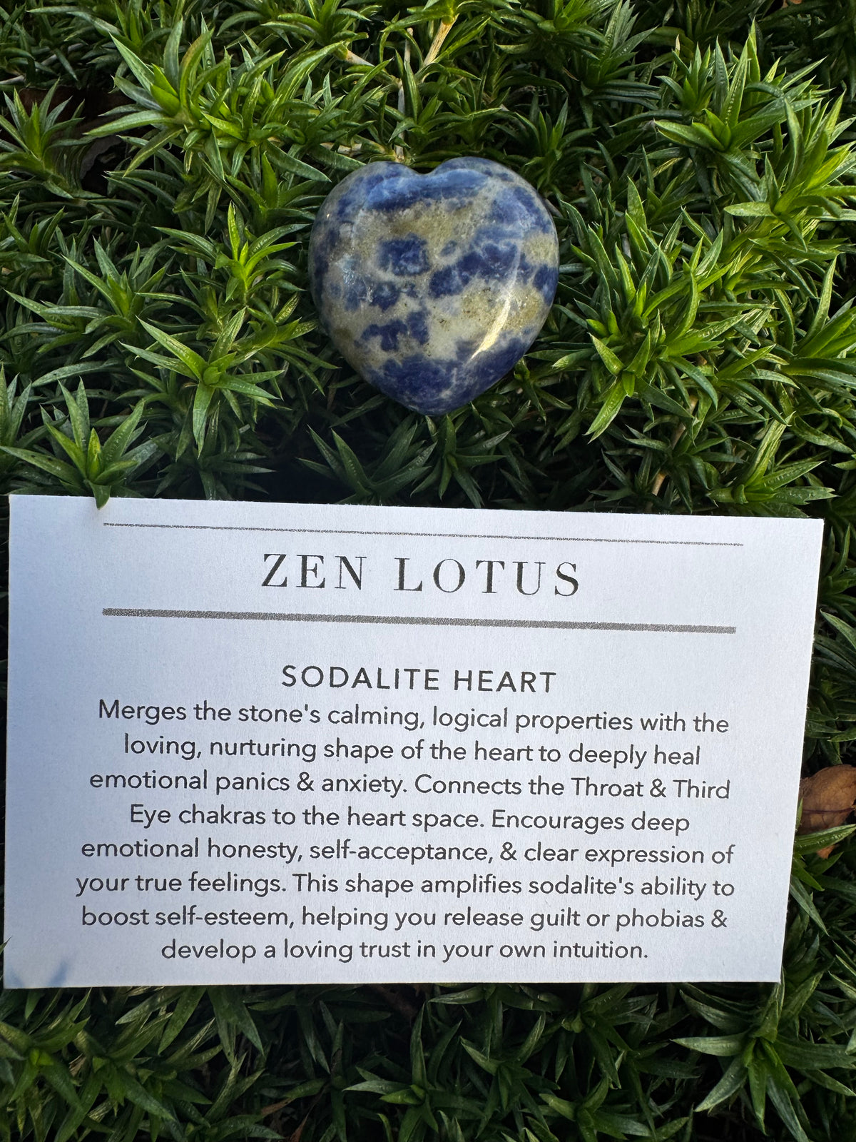Sodalite Heart Crystal Car Vent Clip