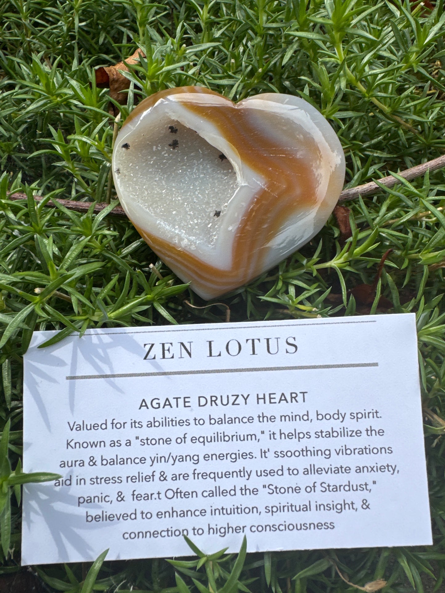 Agate Druzy Heart Crystal Car Vent Clip