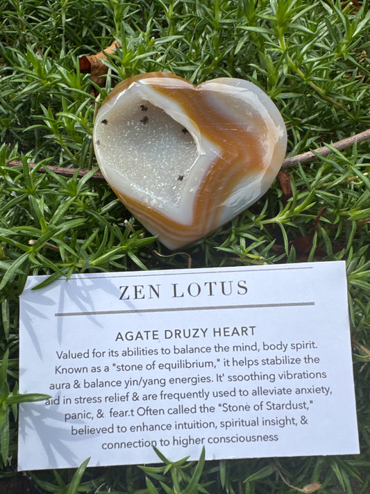 Agate Druzy Heart Crystal Car Vent Clip