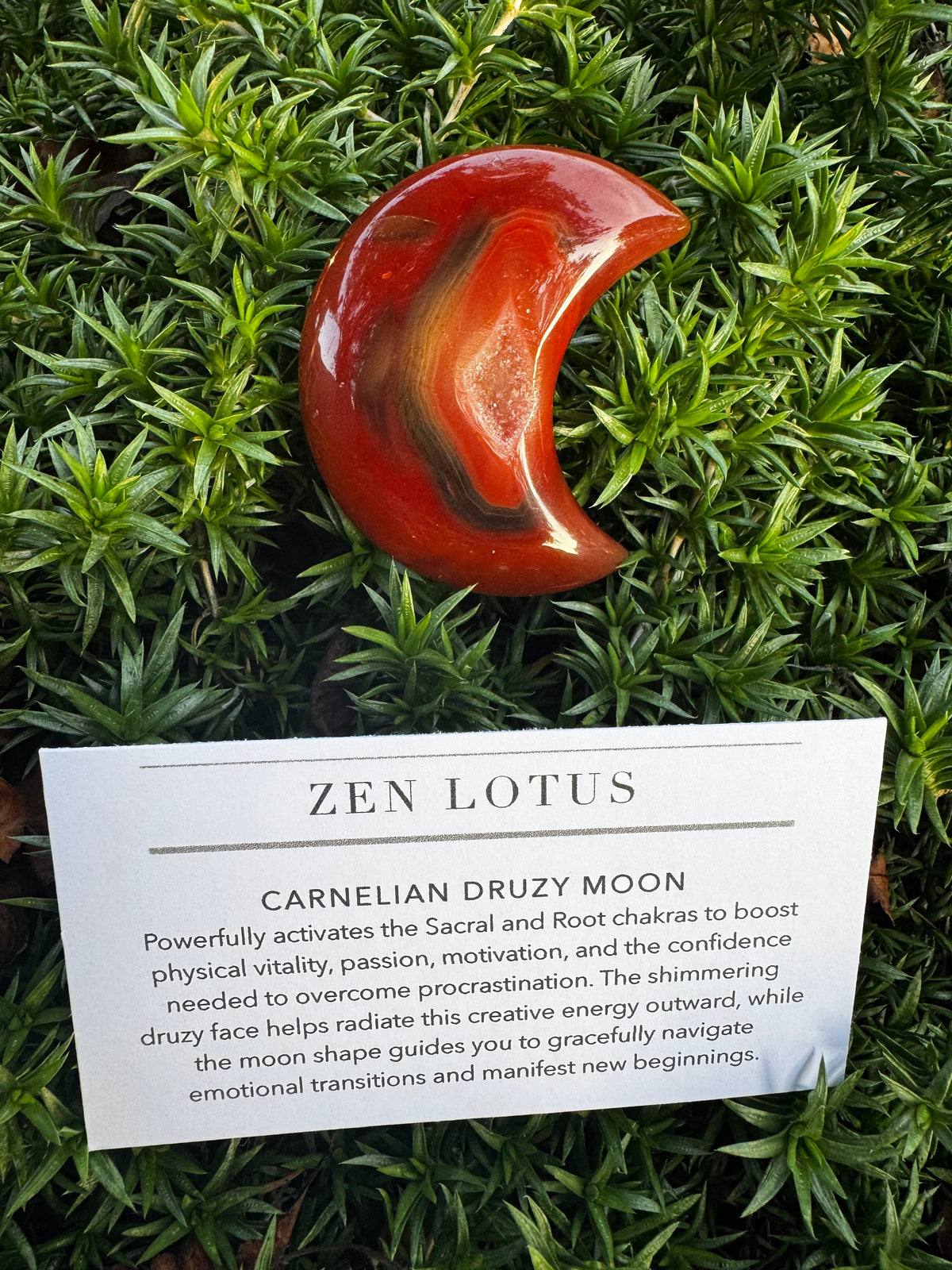 Carnelian Druzy Moon Crystal Car vent Clip