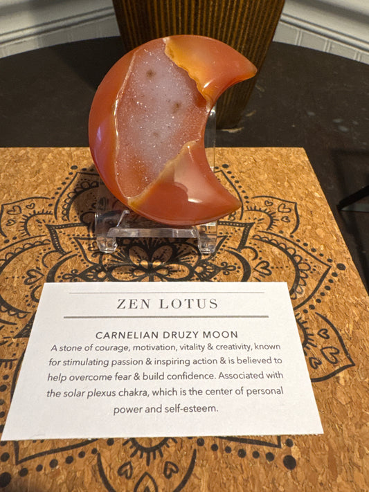Carnelian Druzy Moon Crystal Car vent Clip