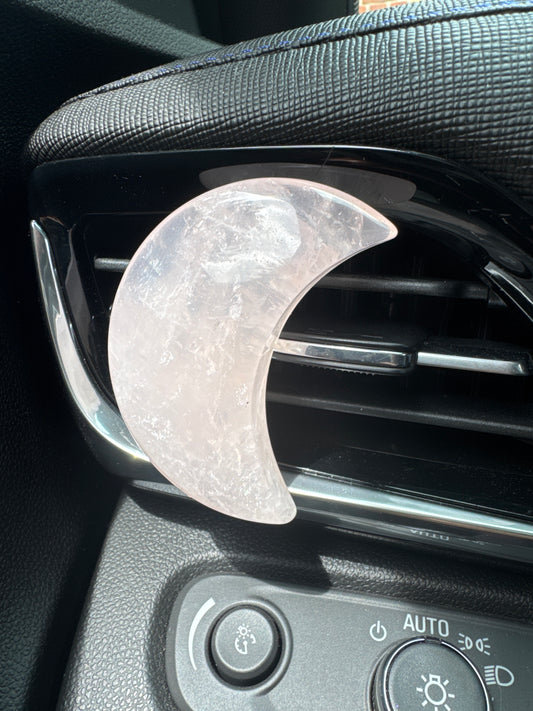 Rose Quartz Moon Crystal Car vent Clip