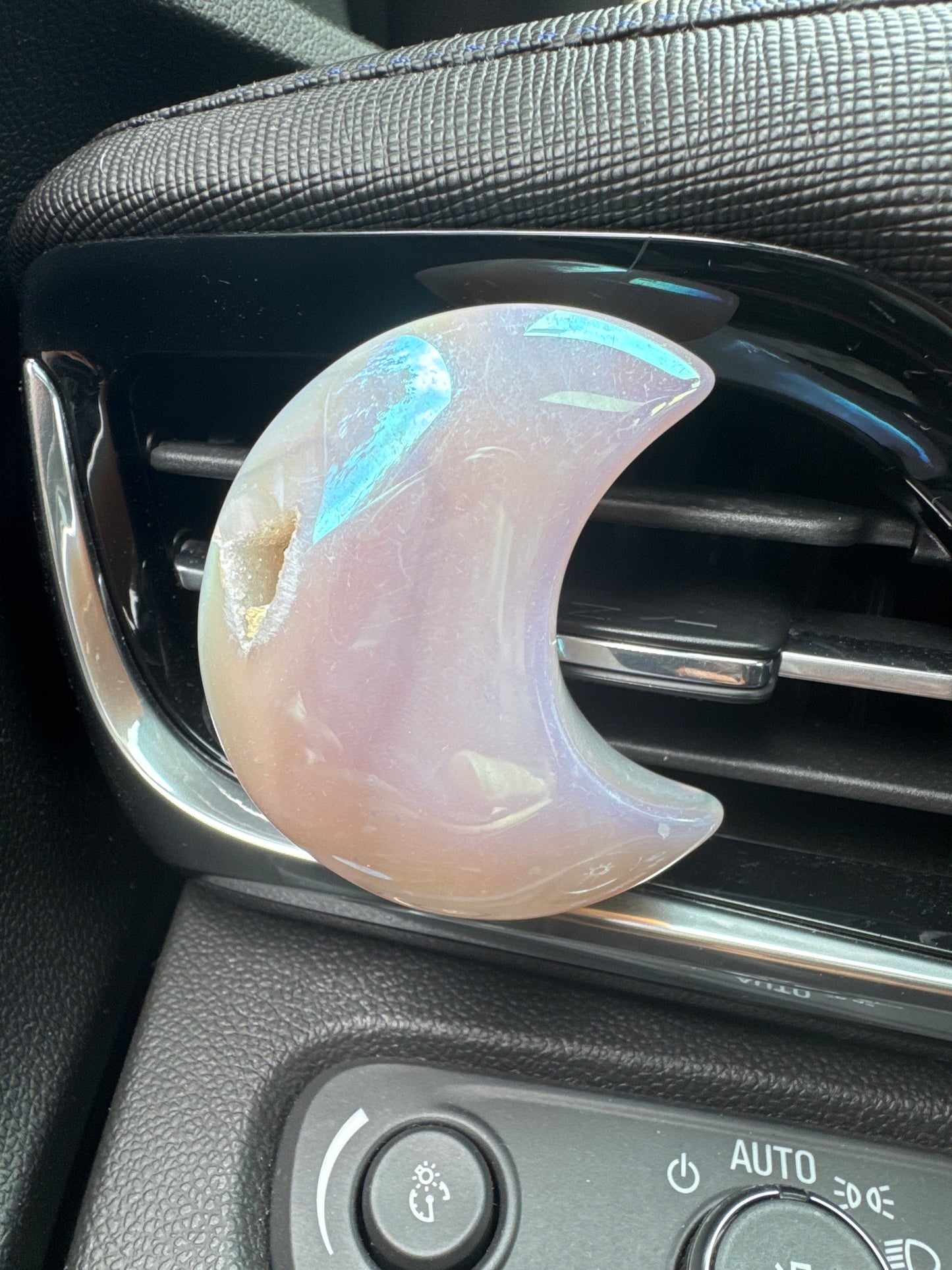 Angel Aura Druzy Moon Crystal Car Clip