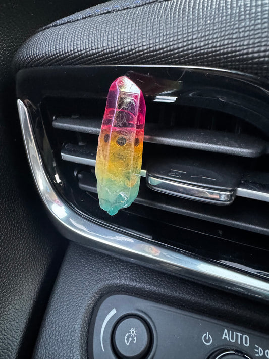 Aura Quartz Point Crystal Car Vent Clip (variety)