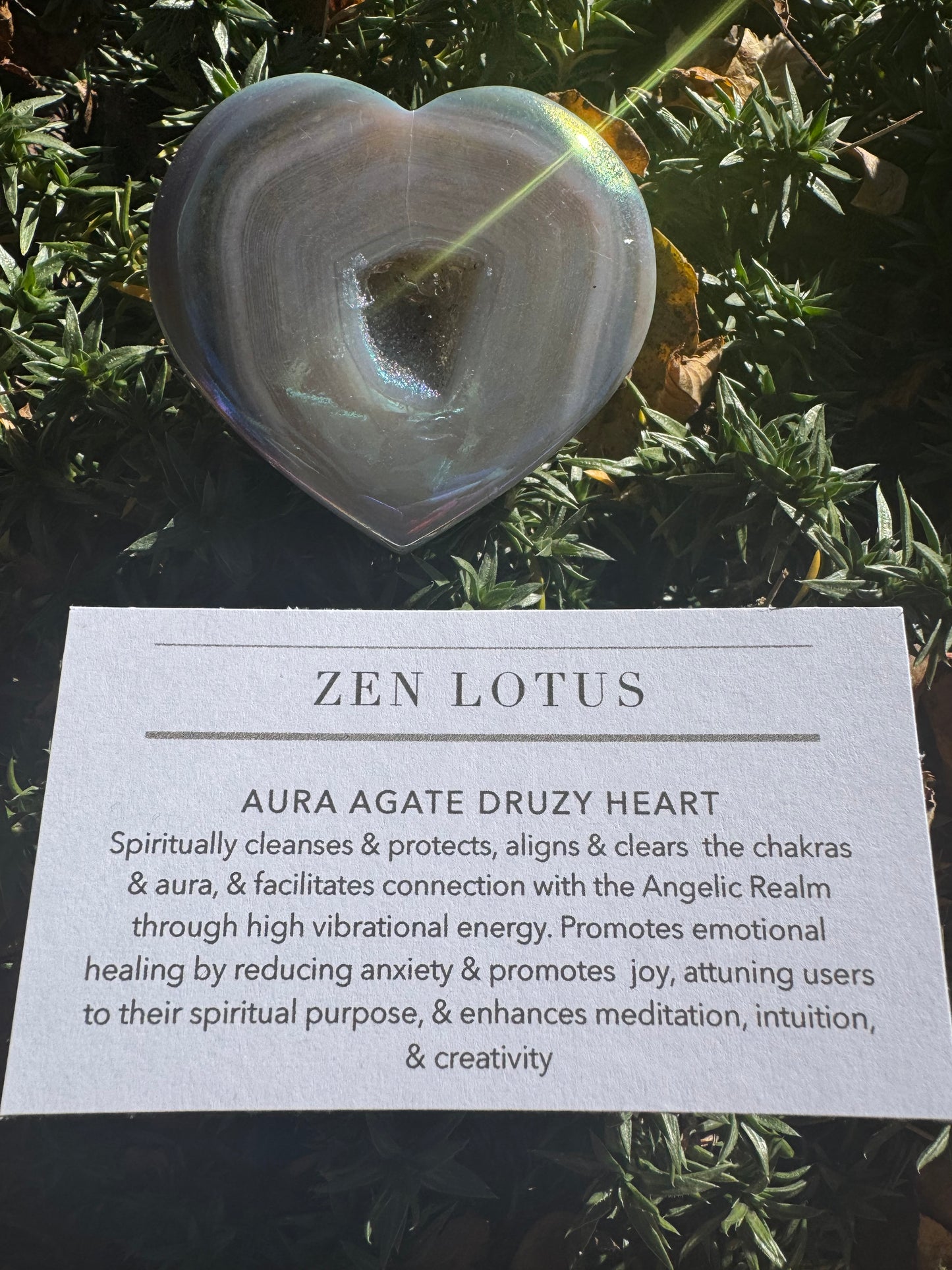 Aura Agate Druzy Heart Crystal Car Clip
