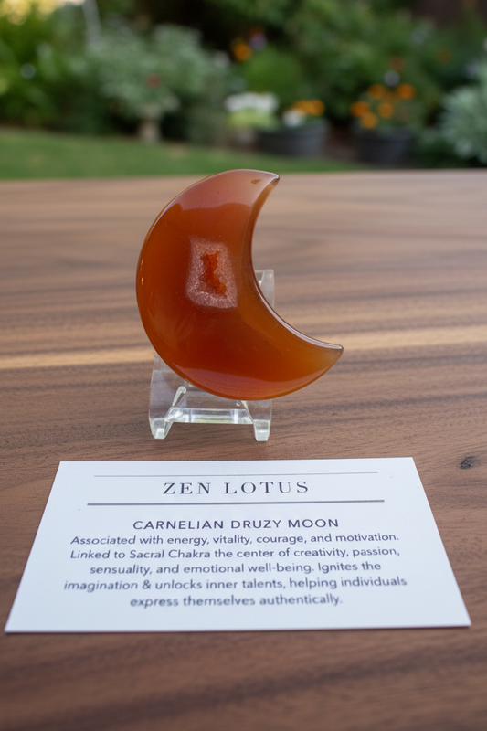 Carnelian Druzy Moon Crystal Car vent Clip