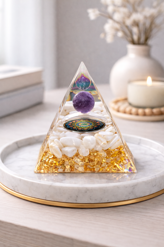 Amethyst Mandala Orgonite Pyramid