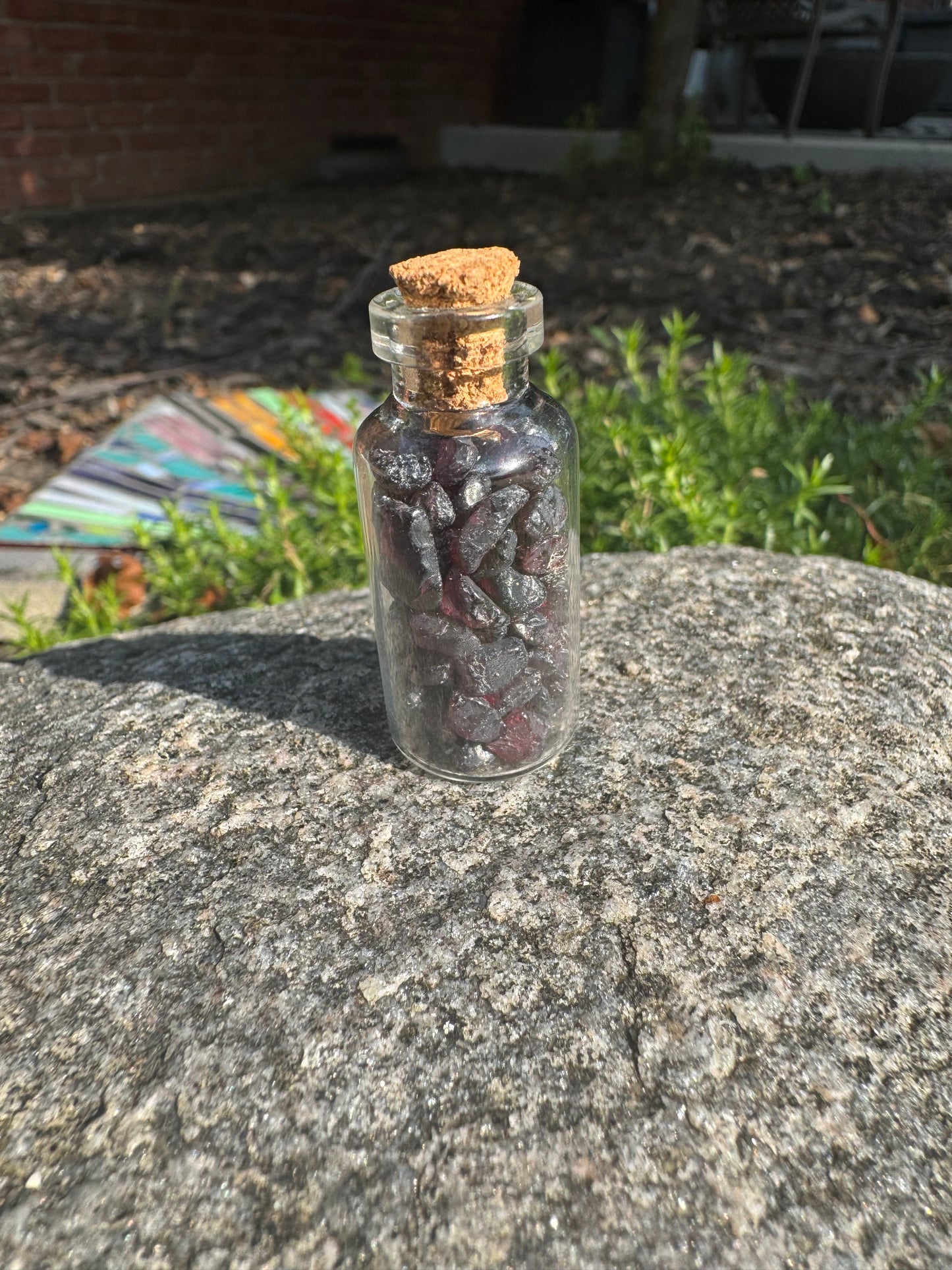 Crystal Wishing Bottle- Natural Garnet Chips