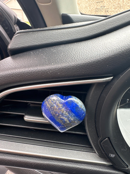 Lapis Lazuli Heart Crystal Car Clip