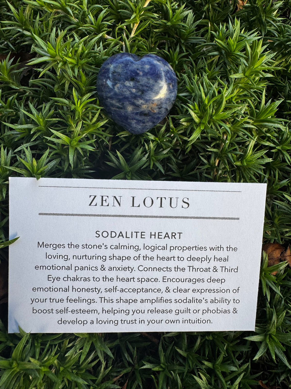 Sodalite Heart Crystal Car Vent Clip