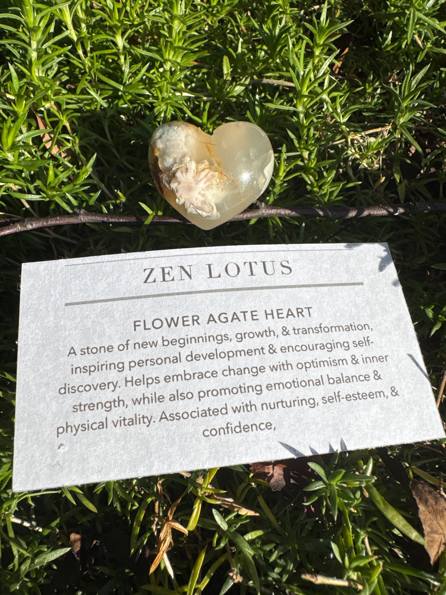 Flower Agate Heart Car Clip