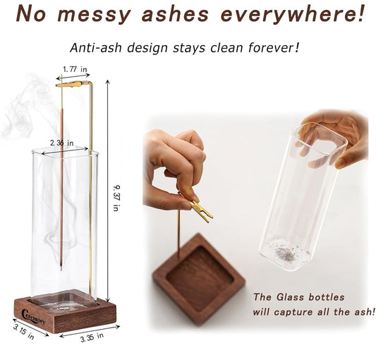 Incense Holder with Glass Ash Catcher