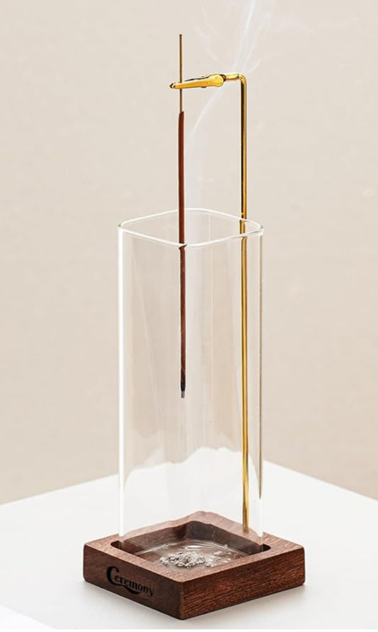 Incense Holder with Glass Ash Catcher