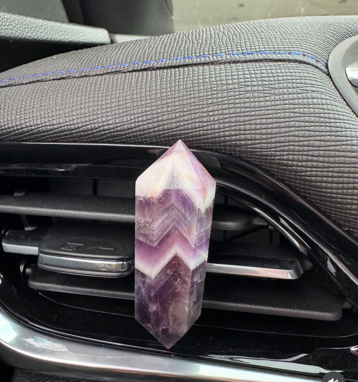 Amethyst Chevron Wand Crystal Car Clip